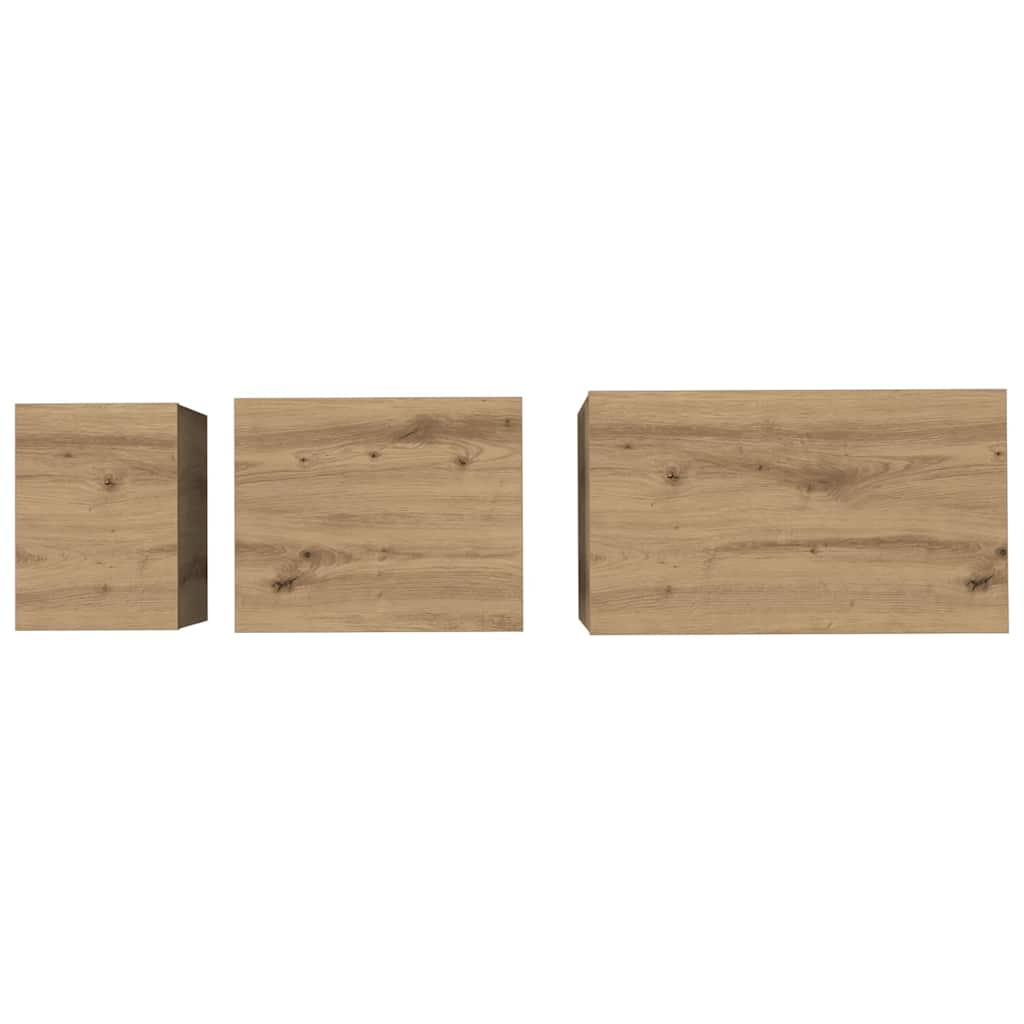 Dohányzóasztal 3 pcs Artisan tölgy 60 x 35 x 56 cm Szerelt fa