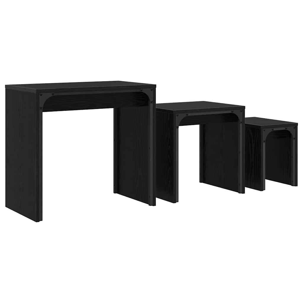 Dohányzóasztal 3 pcs Fekete tölgy 60 x 35 x 56 cm Szerelt fa