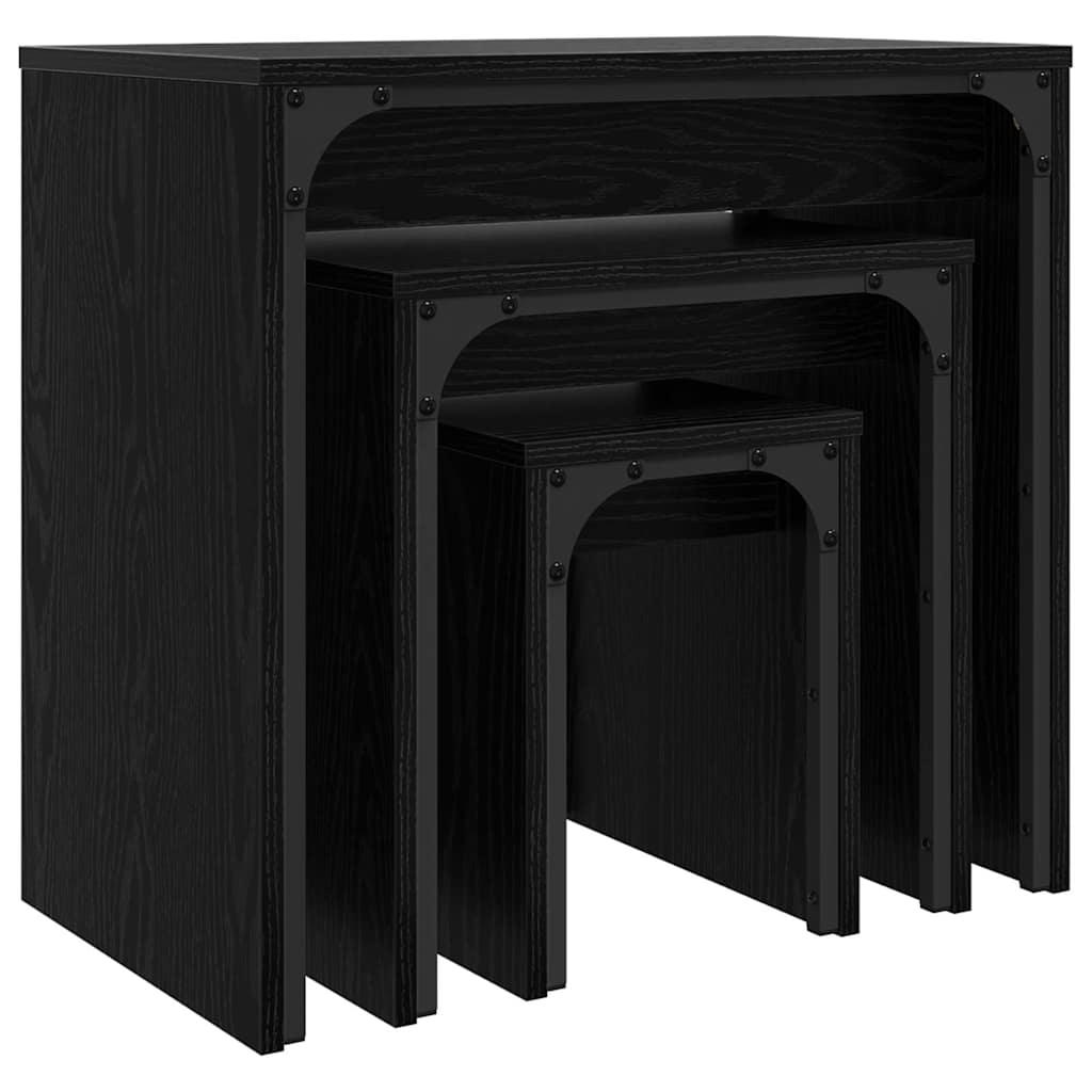 Dohányzóasztal 3 pcs Fekete tölgy 60 x 35 x 56 cm Szerelt fa