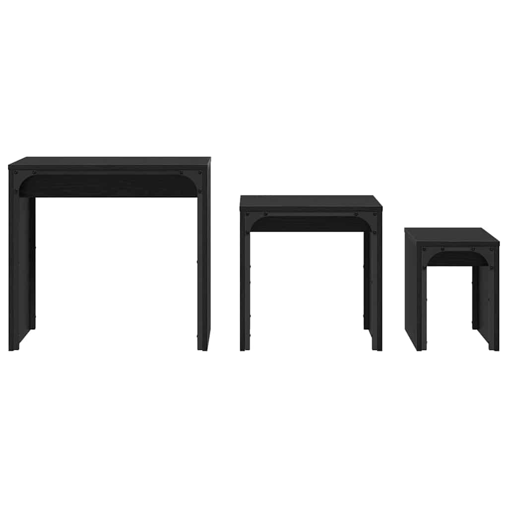 Dohányzóasztal 3 pcs Fekete tölgy 60 x 35 x 56 cm Szerelt fa
