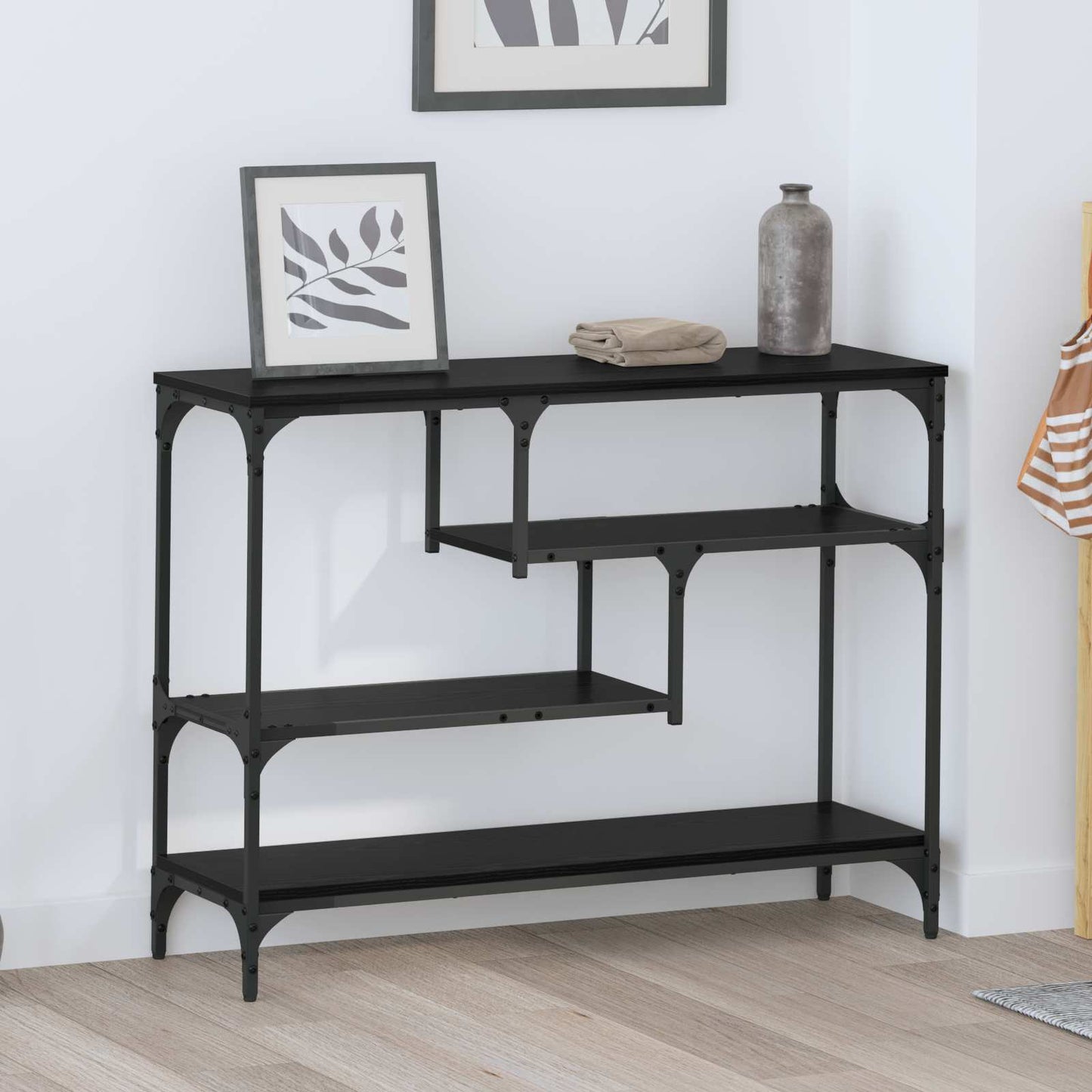 Konzolasztal Fekete tölgy 100 x 30 x 75 cm Szerelt fa