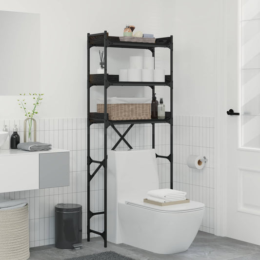 Mosógép polc polcokkal Fekete 0ak 67 x 25 x 163 cm Szerelt Fa