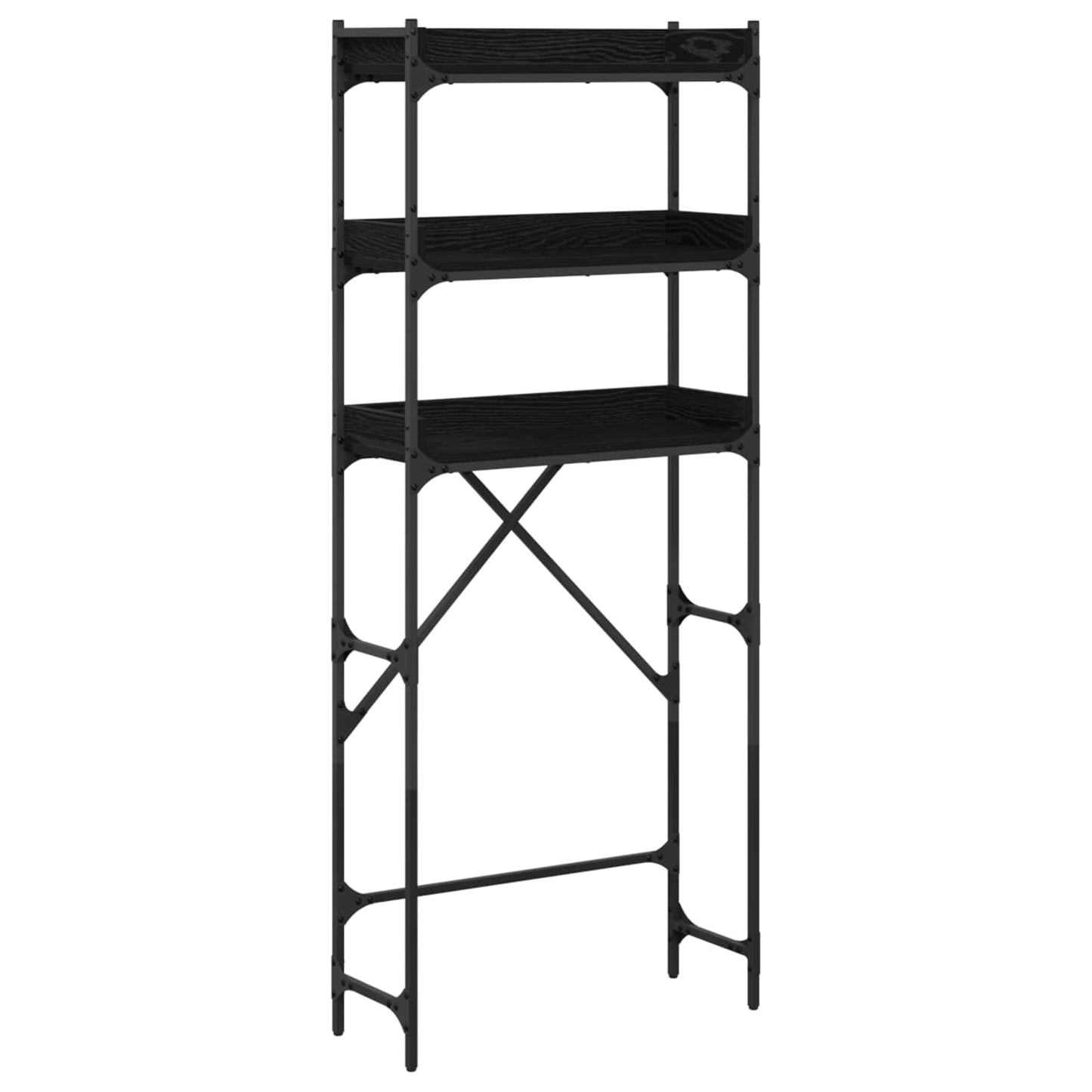 Mosógép polc polcokkal Fekete 0ak 67 x 25 x 163 cm Szerelt Fa