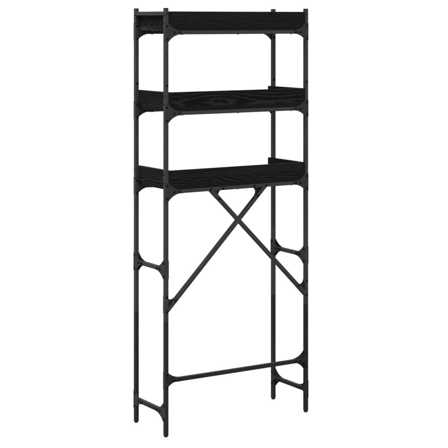 Mosógép polc polcokkal Fekete 0ak 67 x 25 x 163 cm Szerelt Fa