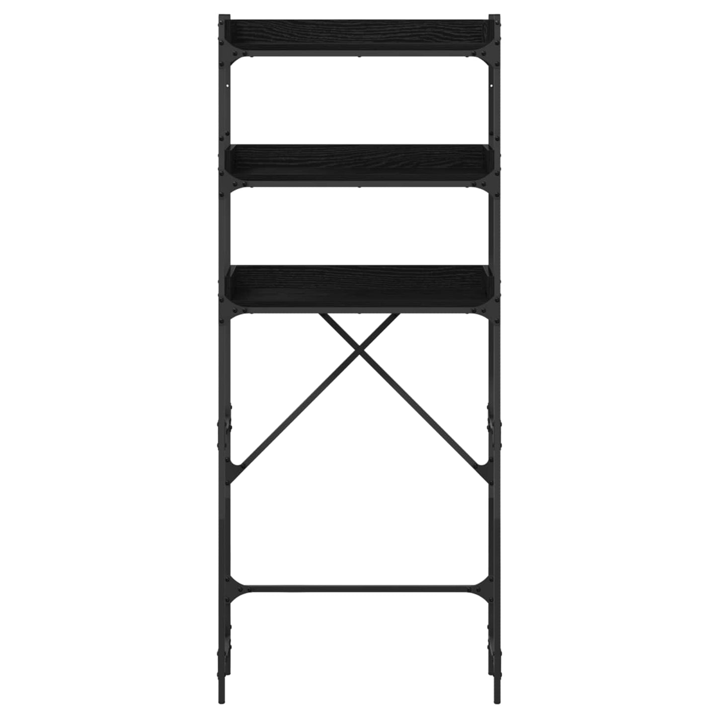 Mosógép polc polcokkal Fekete 0ak 67 x 25 x 163 cm Szerelt Fa