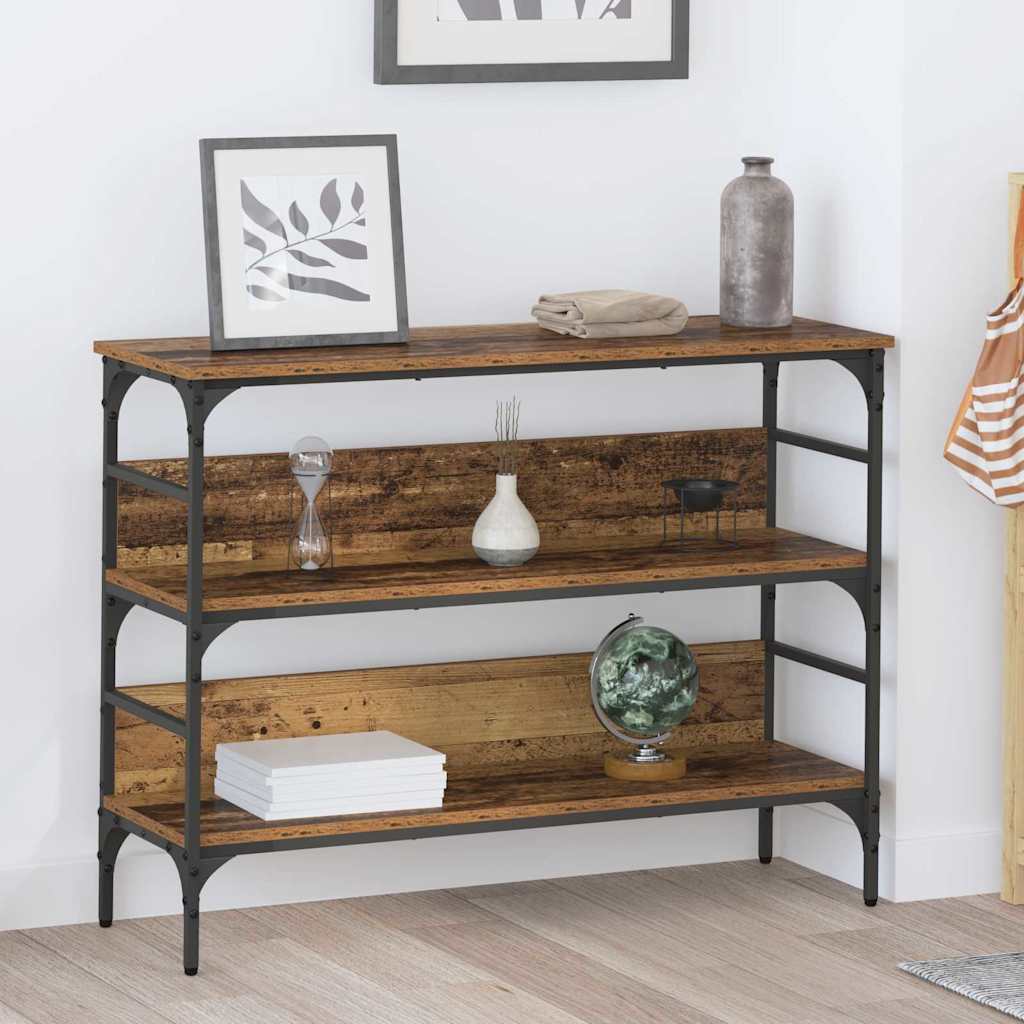 Konzolasztal polcokkal Öreg fa 100 x 32 x 75 cm Faanyag