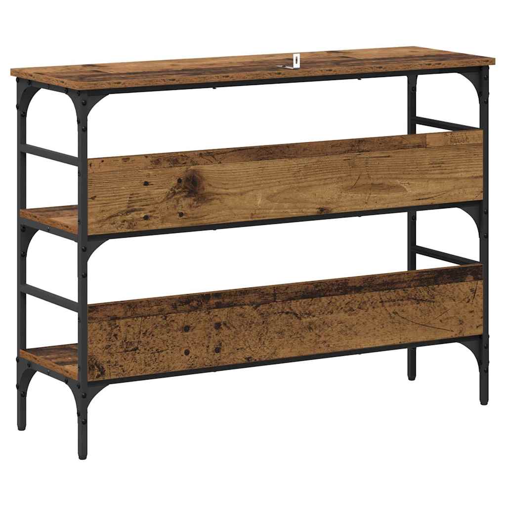 Konzolasztal polcokkal Öreg fa 100 x 32 x 75 cm Faanyag