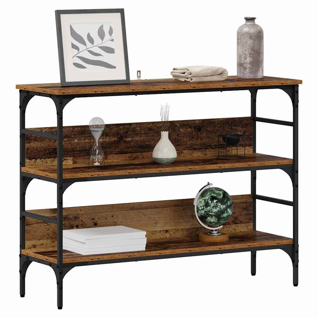 Konzolasztal polcokkal Öreg fa 100 x 32 x 75 cm Faanyag