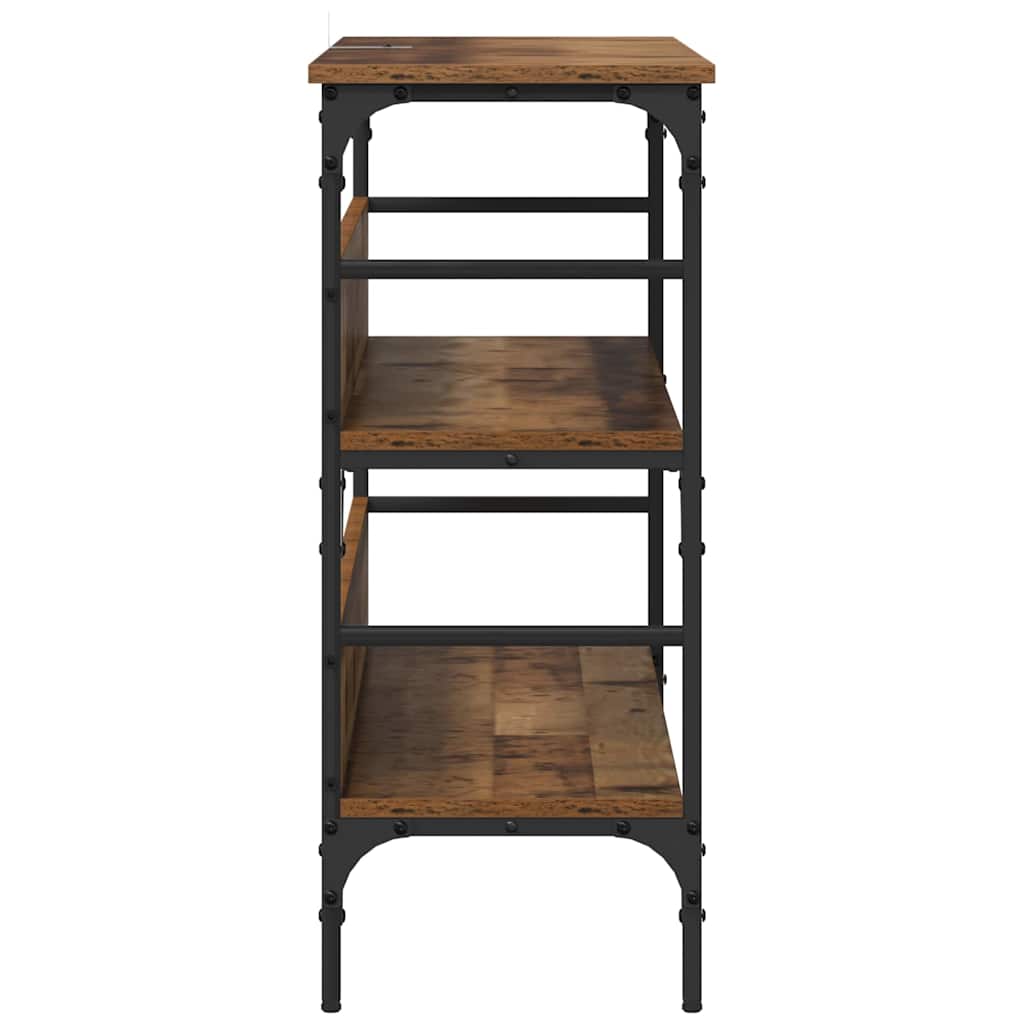 Konzolasztal polcokkal Öreg fa 100 x 32 x 75 cm Faanyag