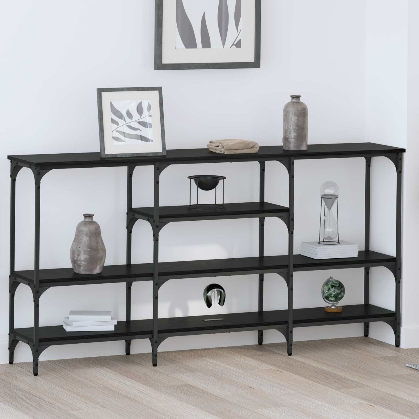 Konzolasztal Musta tammi 160 x 29 x 80 cm Szerelt fa