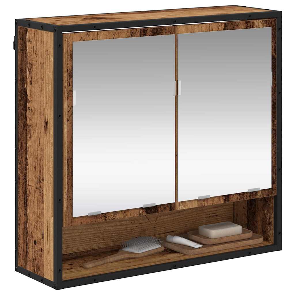 Falpolc polcokkal Falra szerelhető Öreg fa 65 x 20 x 60 cm