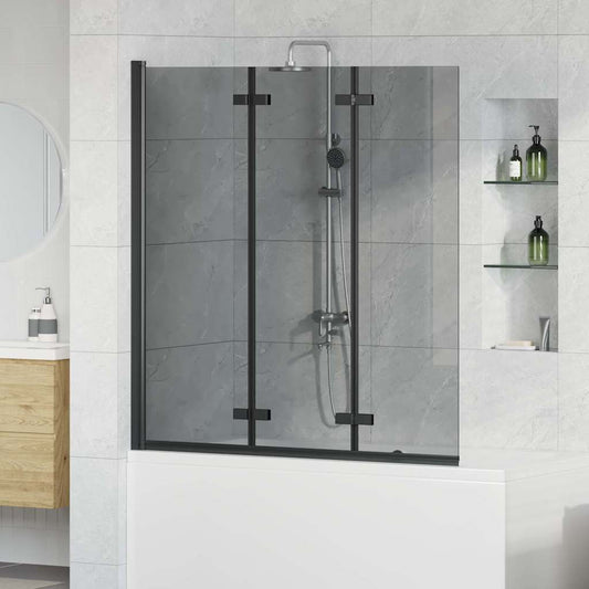 Zuhanybeépítés Fekete 130 x 138 cm ESG üveg és alumínium