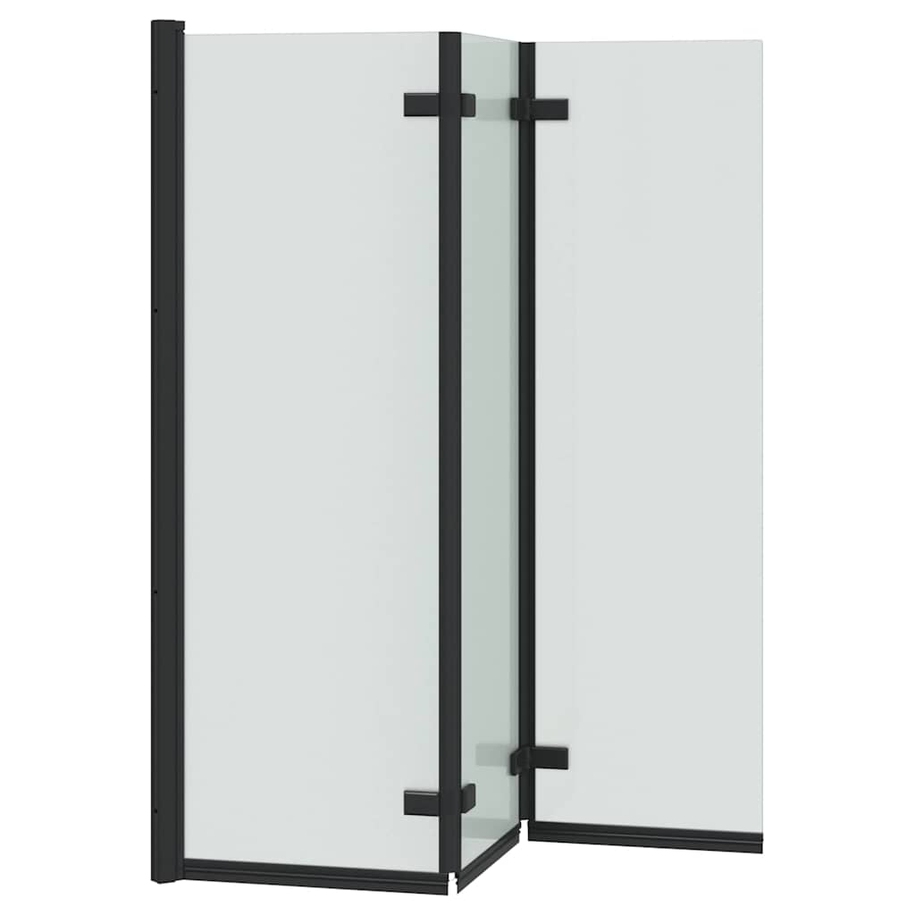 Zuhanybeépítés Fekete 130 x 138 cm ESG üveg és alumínium
