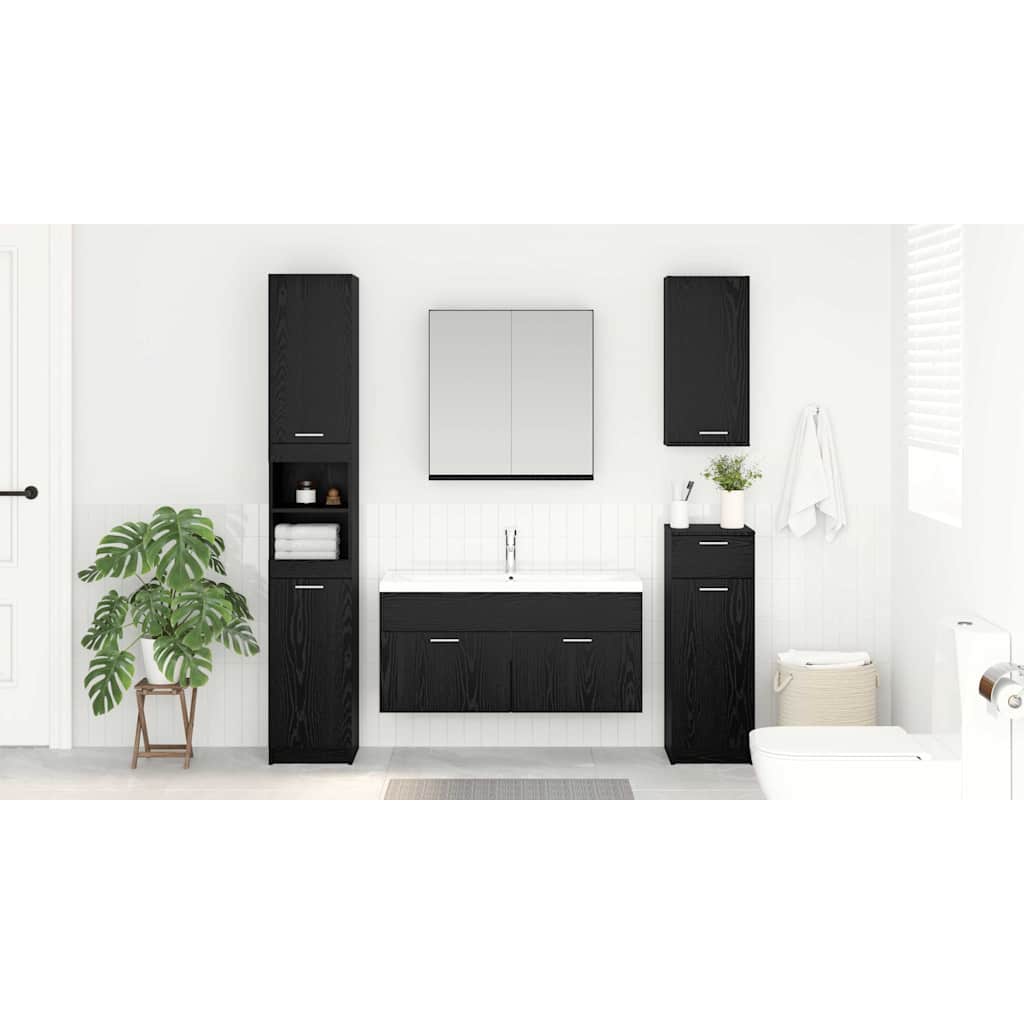 Mosdókagyló szekrény Fekete tölgy Szerelt Fa