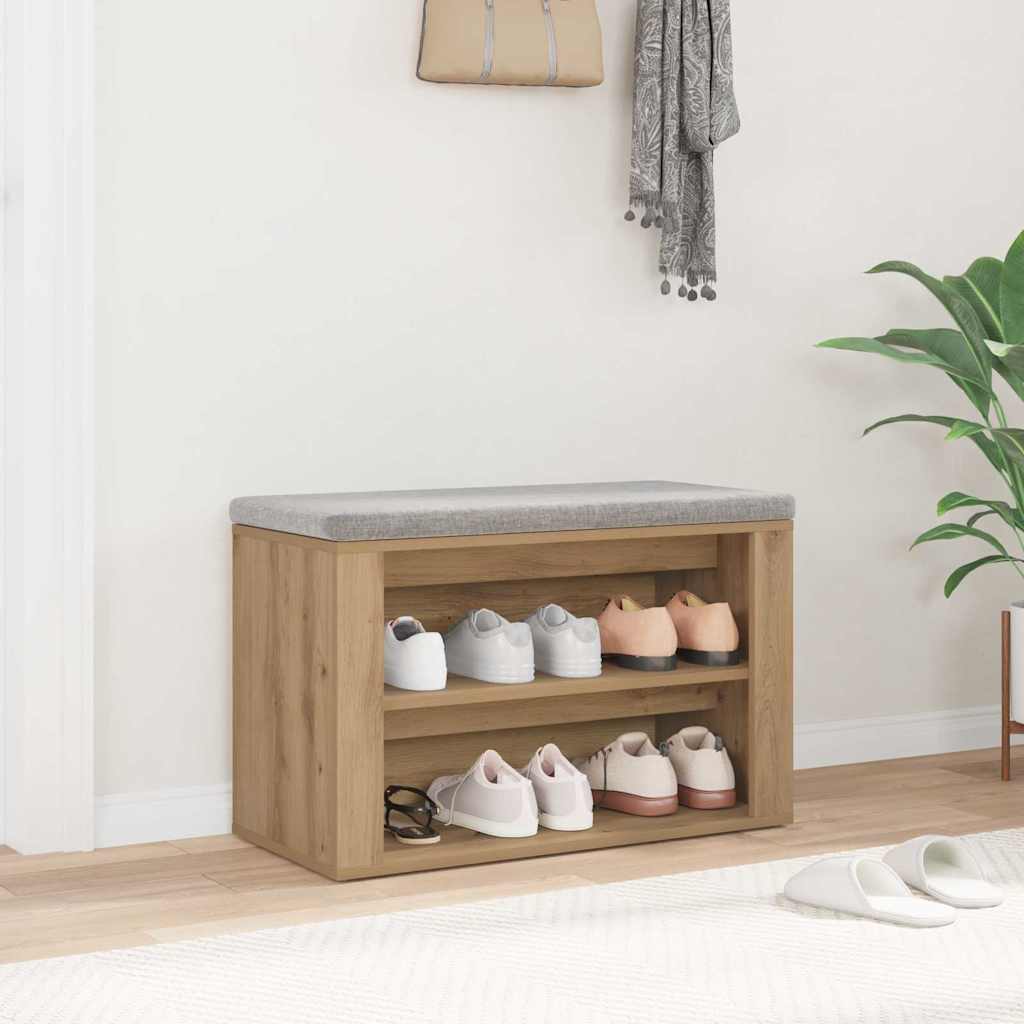 Cipőtartó 75 x 35 x 45 cm Szerelt Fa kézműves tölgy