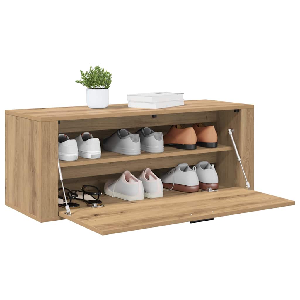 Cipőszekrény 100 x 35 x 38 cm Szerelt Fa kézműves tölgy