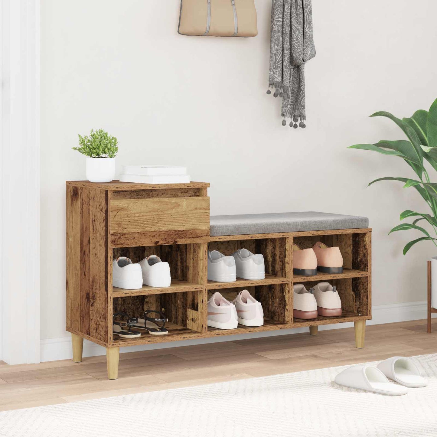 Cipőszekrény 102 x 36 x 60 cm Szerelt Fa Öreg fa
