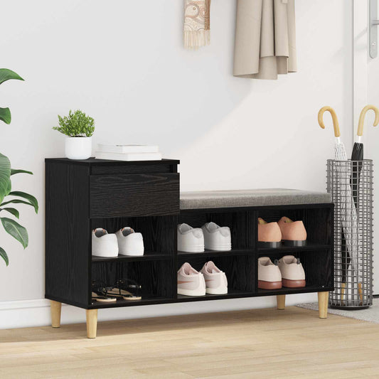Cipőszekrény fiókkal Fekete tölgy 102 x 36 x 60 cm Faanyag