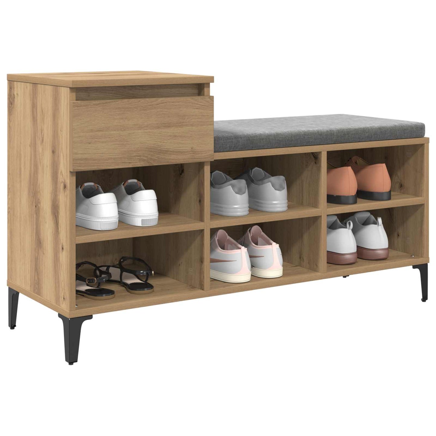 Cipőszekrény 102 x 36 x 60 cm Faanyag kézműves tölgy