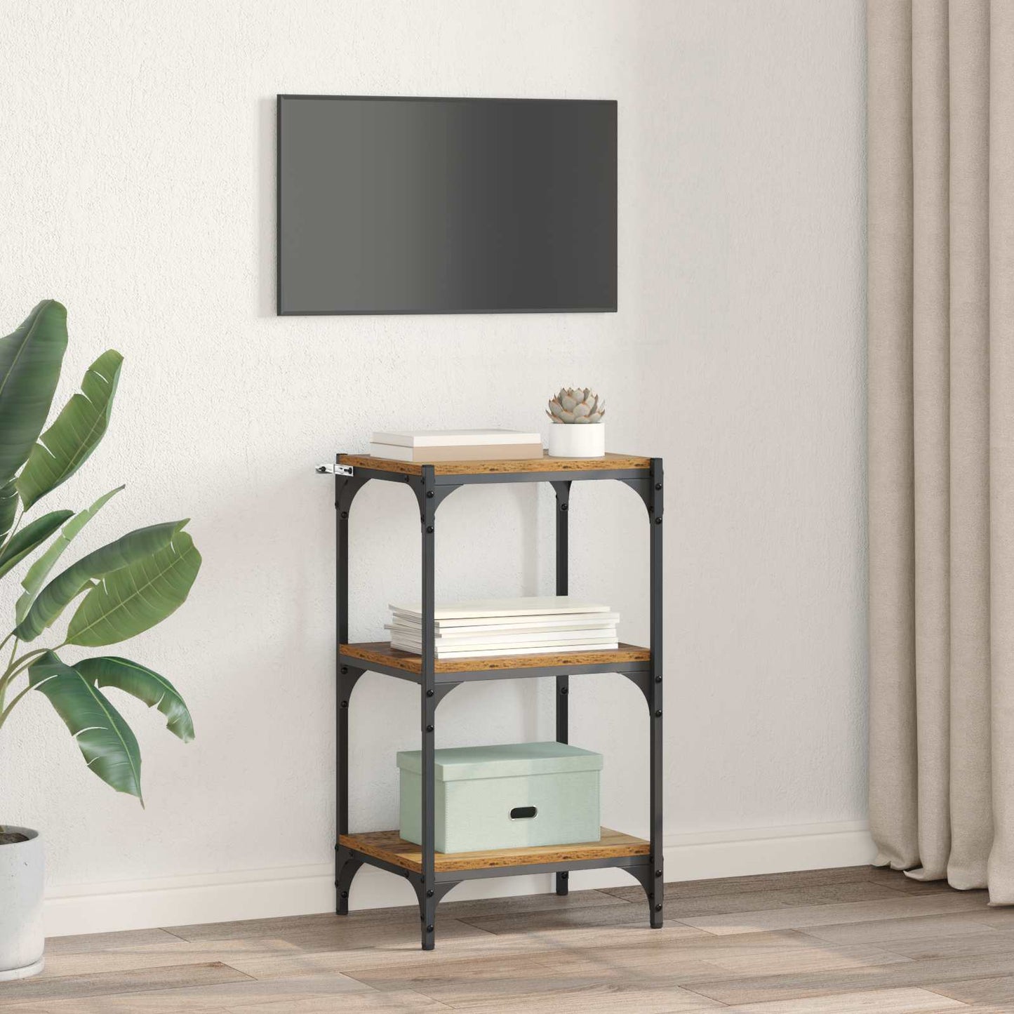 Könyvespolc Régi fa 40 x 33 x 70,5 cm Műszaki fa és vas