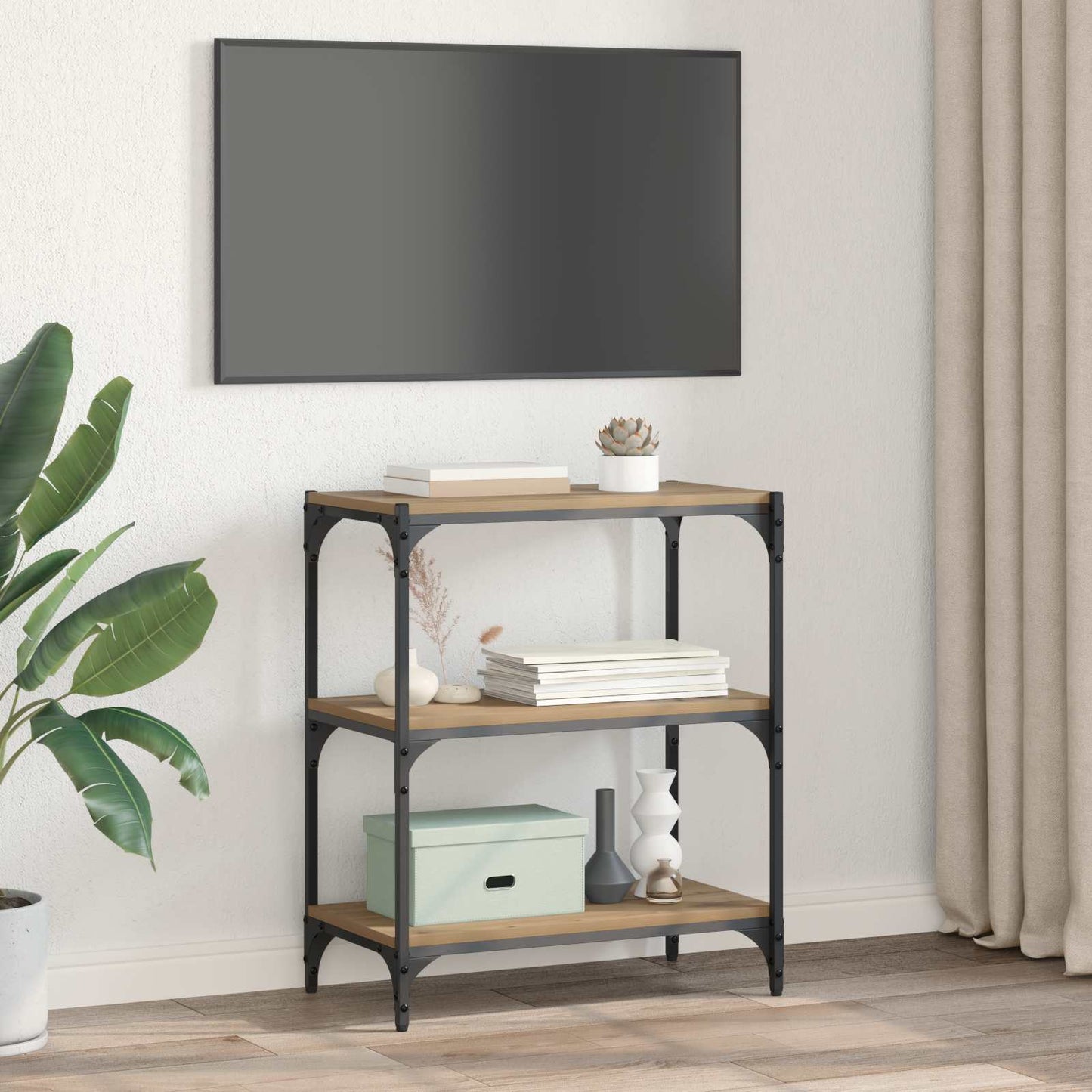 Könyvespolc 3 szintes 60 x 33 x 70,5 cm Műszaki fa és vas