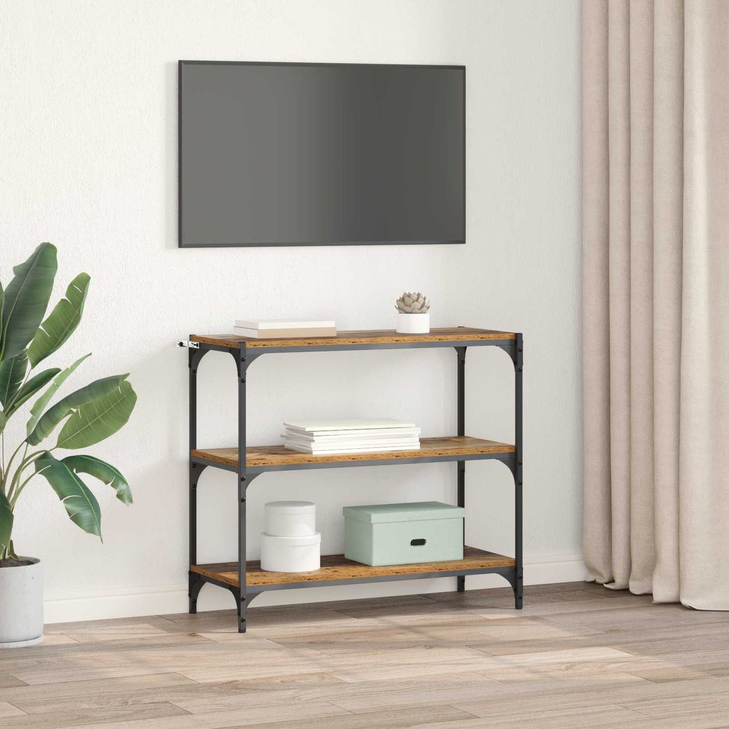 Könyvespolc Öreg fa 80 x 33 x 70,5 cm Műszaki fa és vas