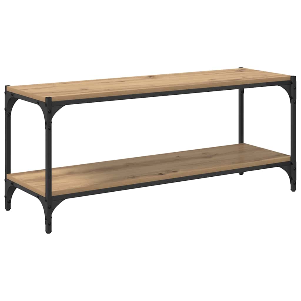 TV szekrény 2 szintes 100x33x41cm Műszaki fa és vas
