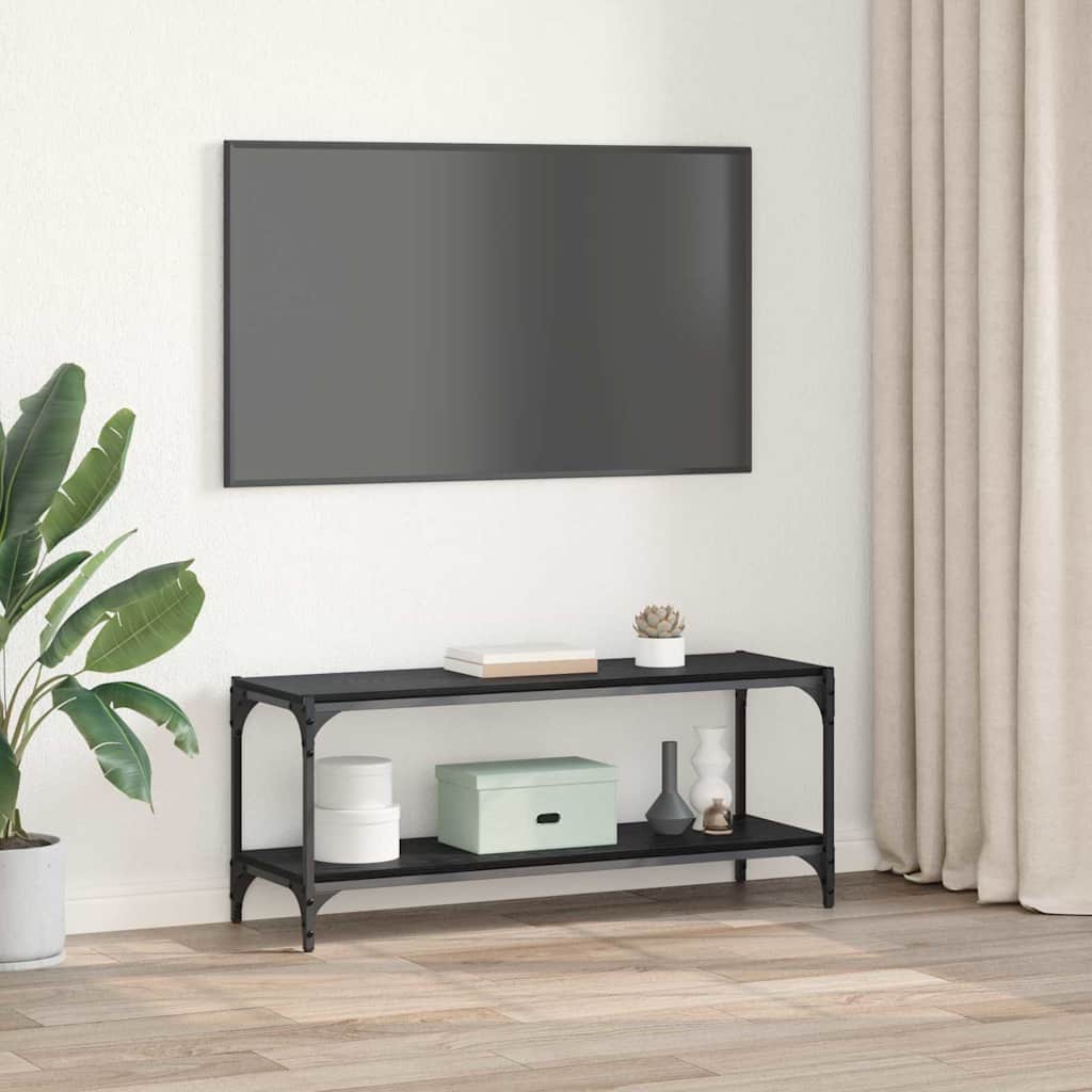 TV szekrény Fekete tölgy 100x33x41cm Műszaki fa és vas