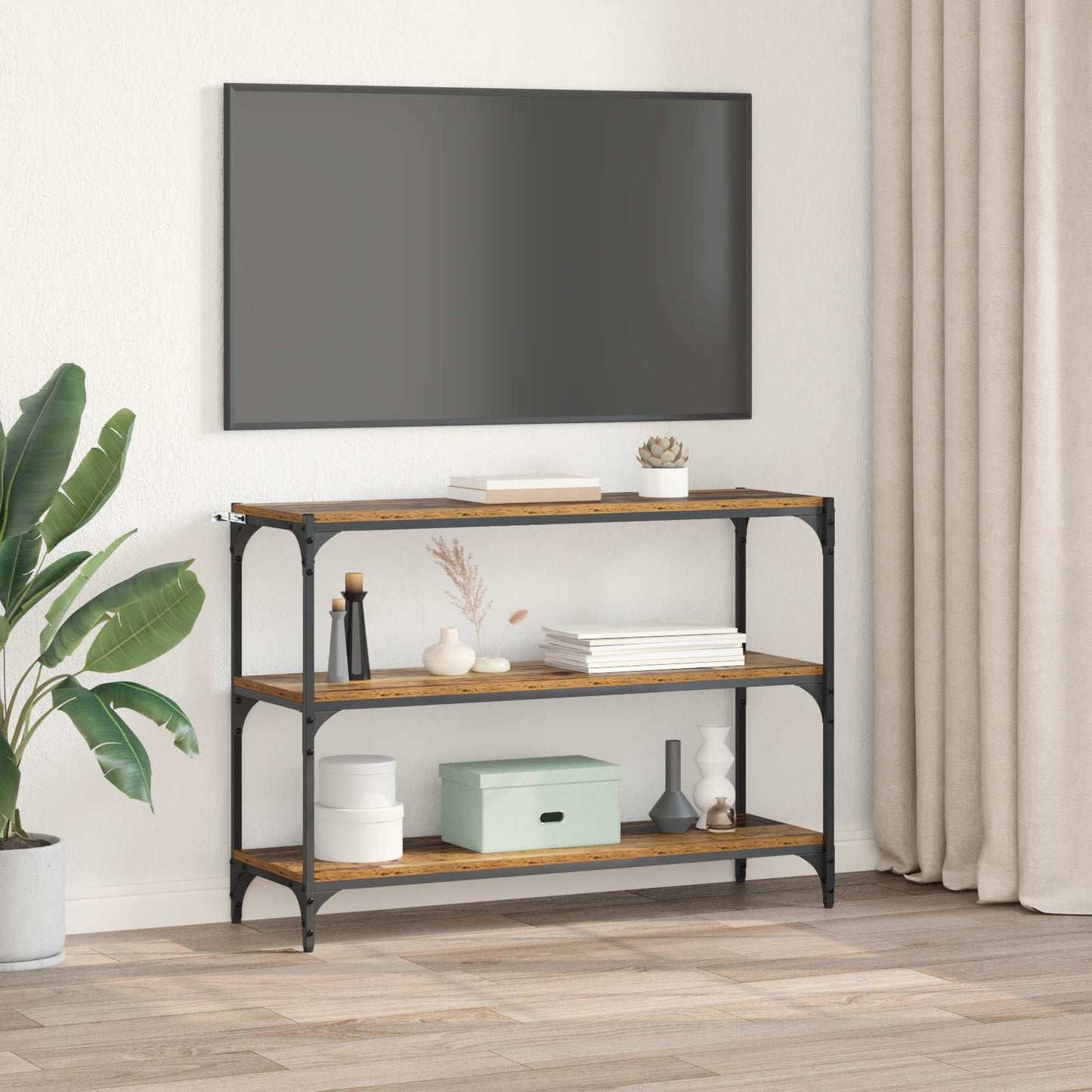 Könyvespolc Régi fa 100 x 33 x 70,5 cm Műszaki fa és vas