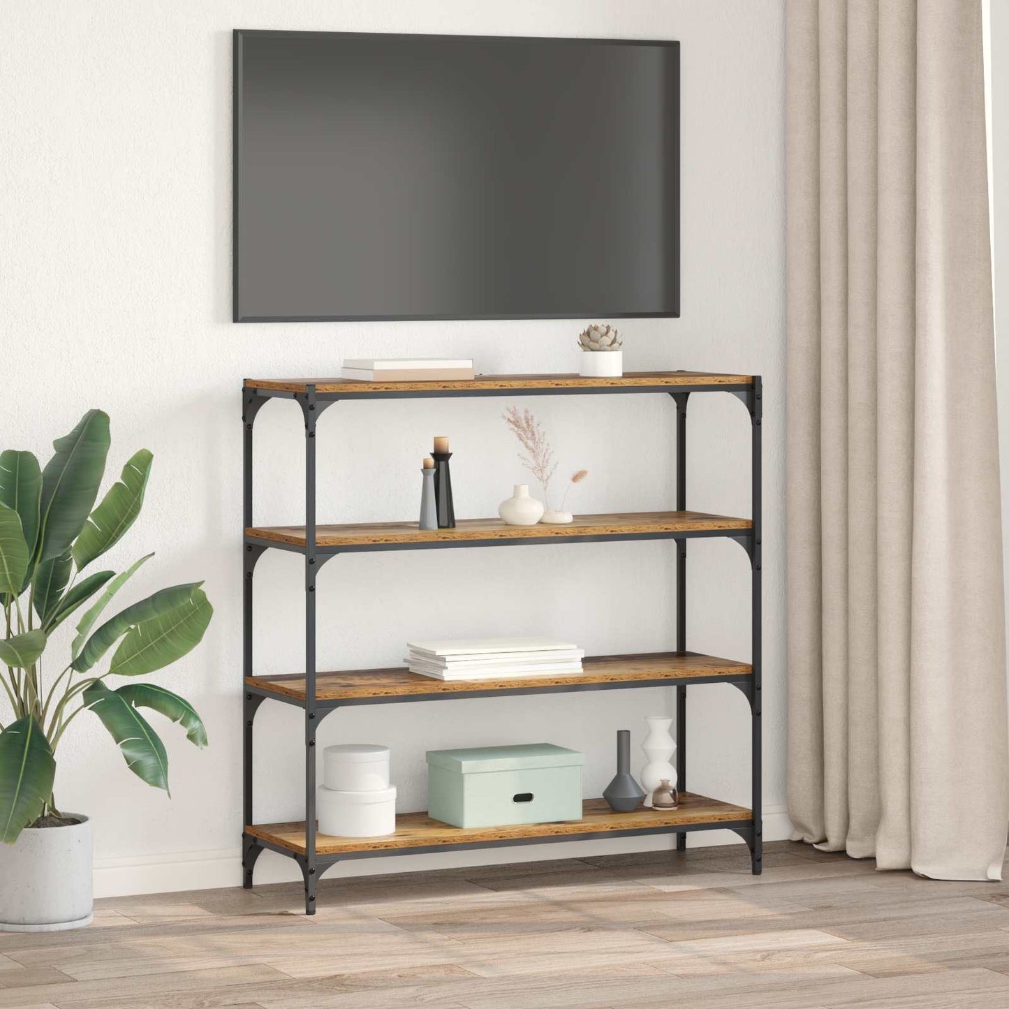 Könyvespolc Öreg fa 100 x 33 x 100 cm Műszaki fa és vas