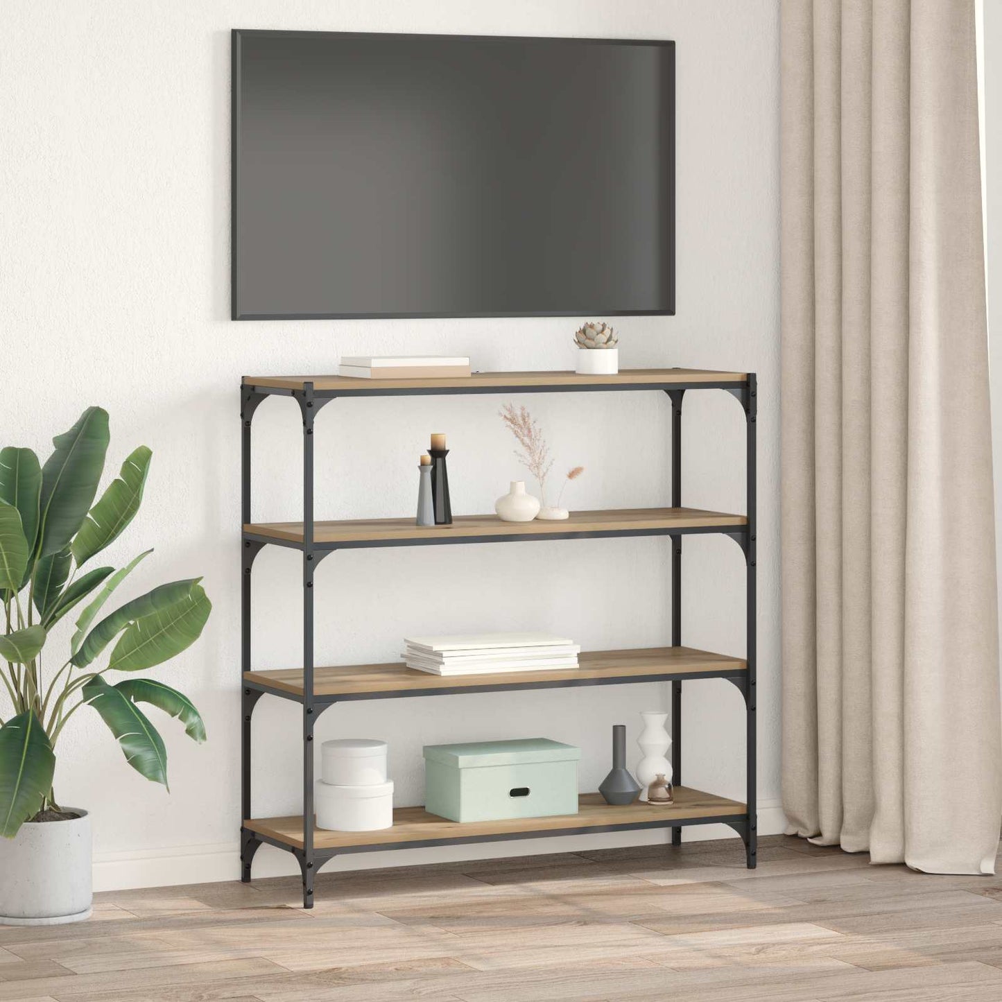 Könyvespolc 3 szintes 100 x 33 x 100 cm Műszaki fa és vas