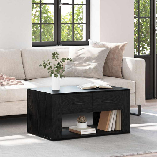 Dohányzóasztal fiókkal Fekete tölgy 80 x 50 x 40 cm Faanyag
