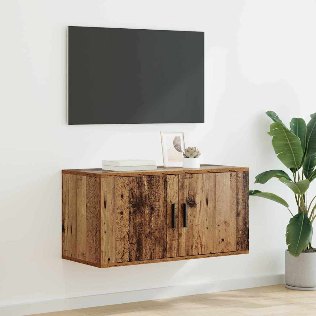 Fali TV Szekrény 80 x 34.5 x 40 cm Régi fa Szerelt Fa