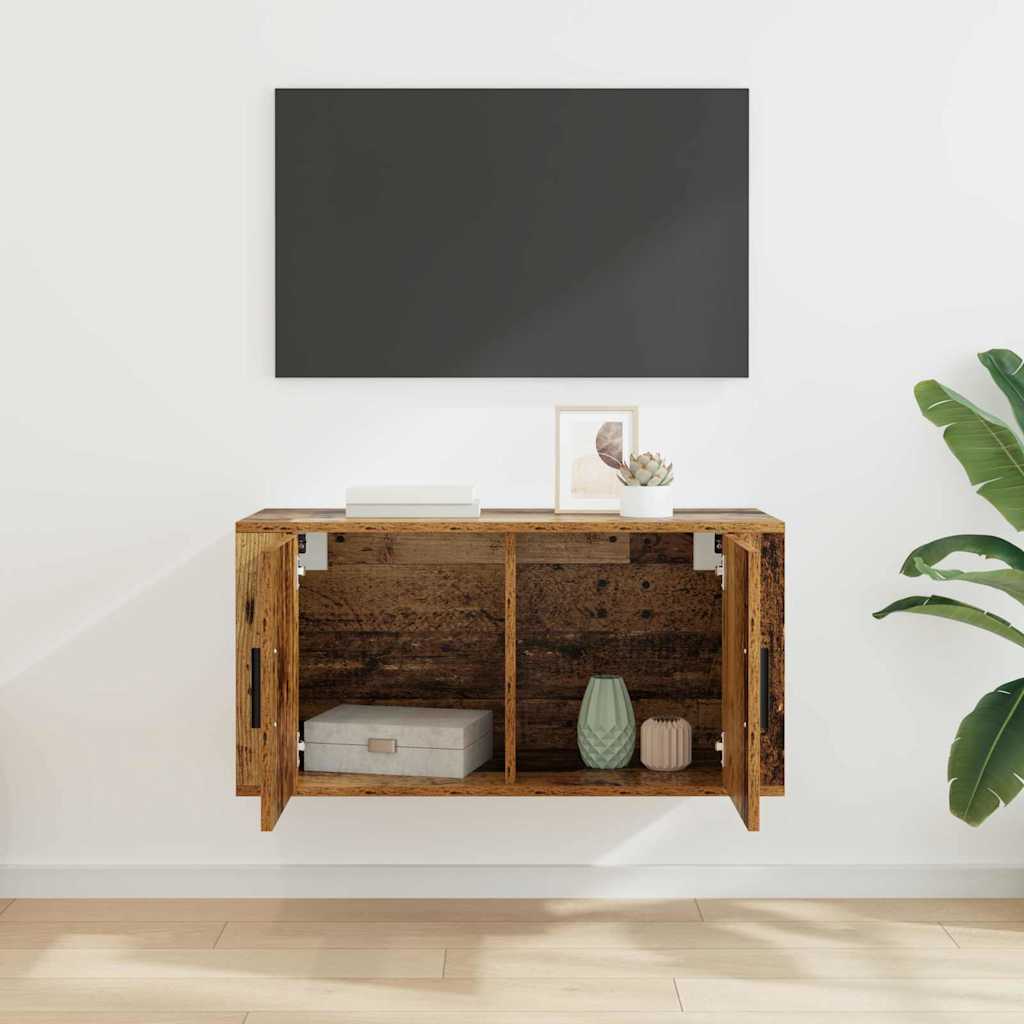 Fali TV Szekrény 80 x 34.5 x 40 cm Régi fa Szerelt Fa