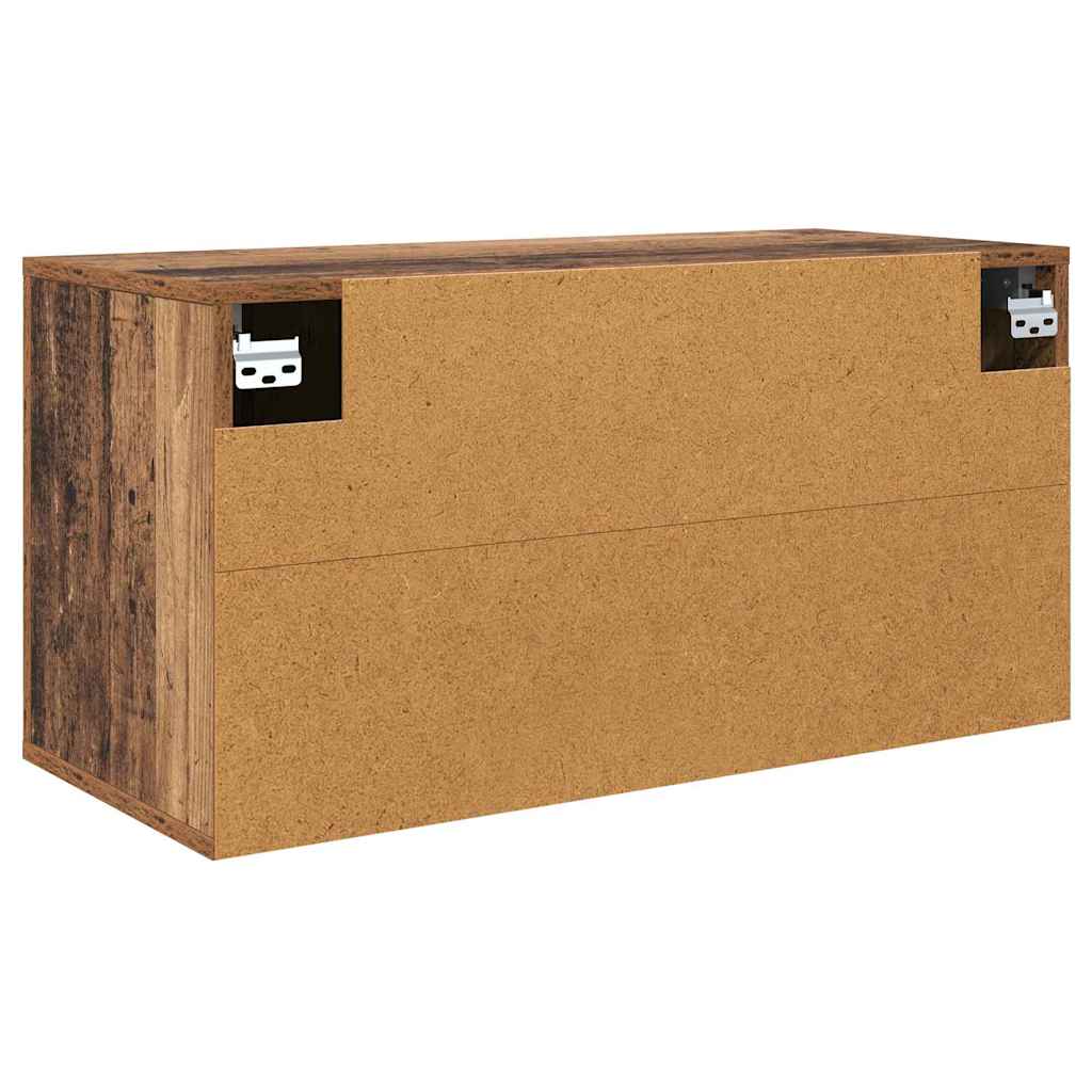 Fali TV Szekrény 80 x 34.5 x 40 cm Régi fa Szerelt Fa