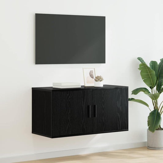 Fali TV Szekrény Musta tammi 80 x 34.5 x 40 cm Faanyag