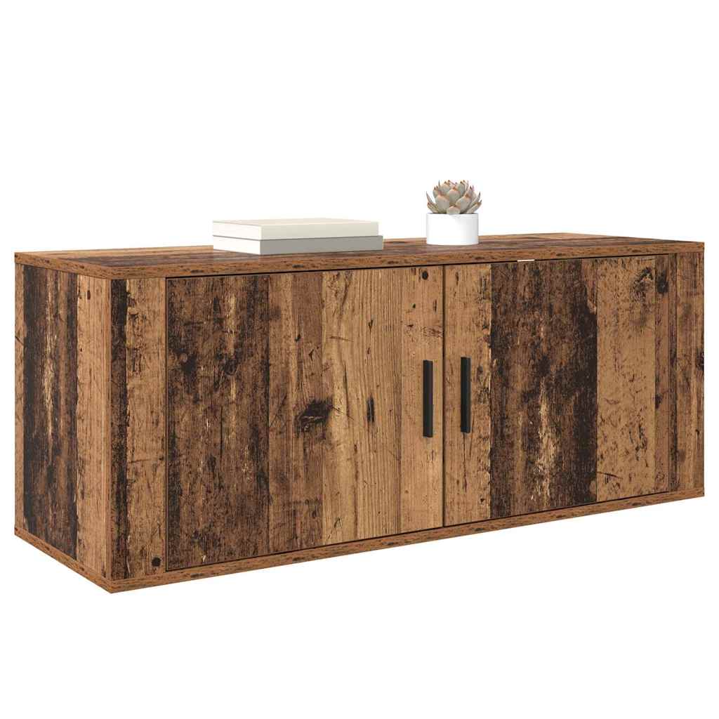 Fali TV Szekrény 100 x 34,5 x 40 cm Öreg fa Szerelt Fa