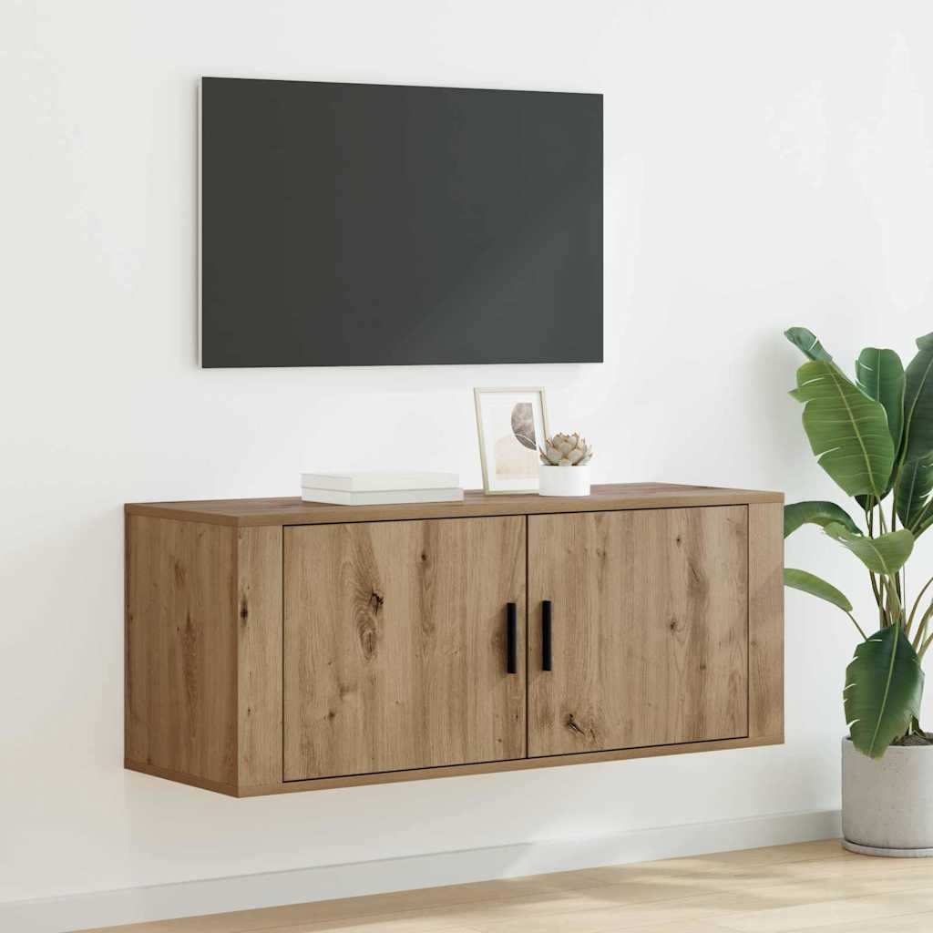 Fali TV Szekrény 100 x 34,5 x 40 cm Artisan tölgy Szerelt Fa