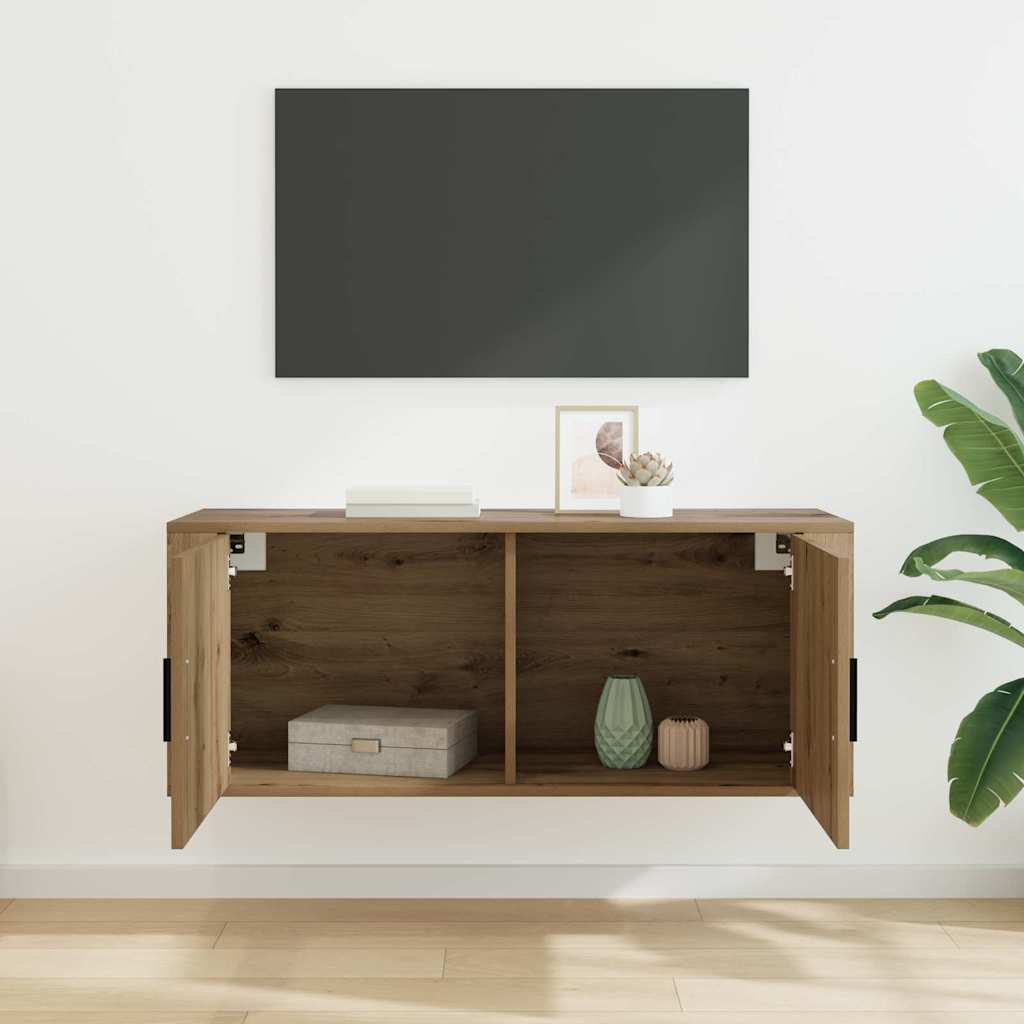 Fali TV Szekrény 100 x 34,5 x 40 cm Artisan tölgy Szerelt Fa