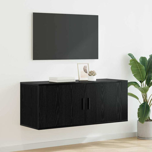 Fali TV Szekrény Fekete tölgy 100 x 34,5 x 40 cm Faanyag