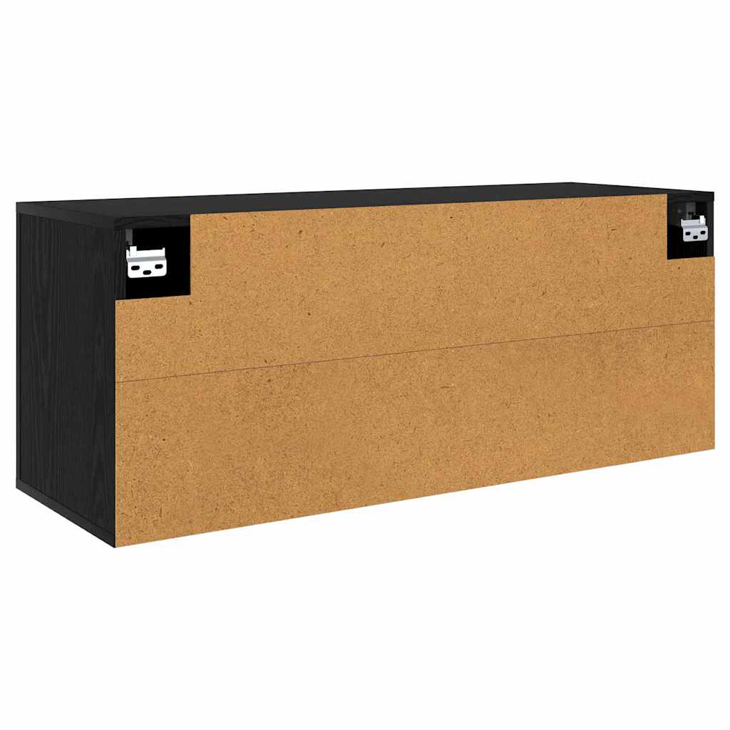 Fali TV Szekrény 100 x 34,5 x 40 cm Fekete tölgy Szerelt Fa