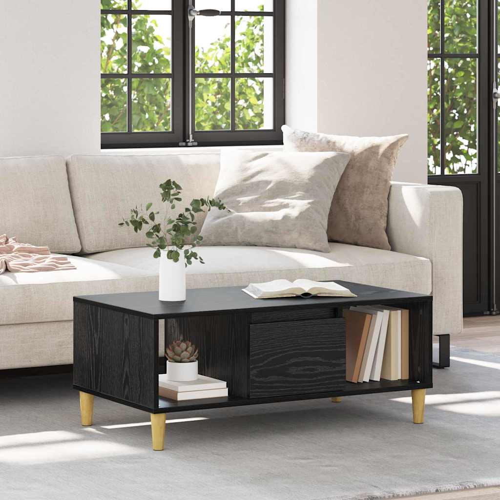 Dohányzóasztal fiókkal Fekete tölgy 90 x 50 x 26.5 cm Faanyag