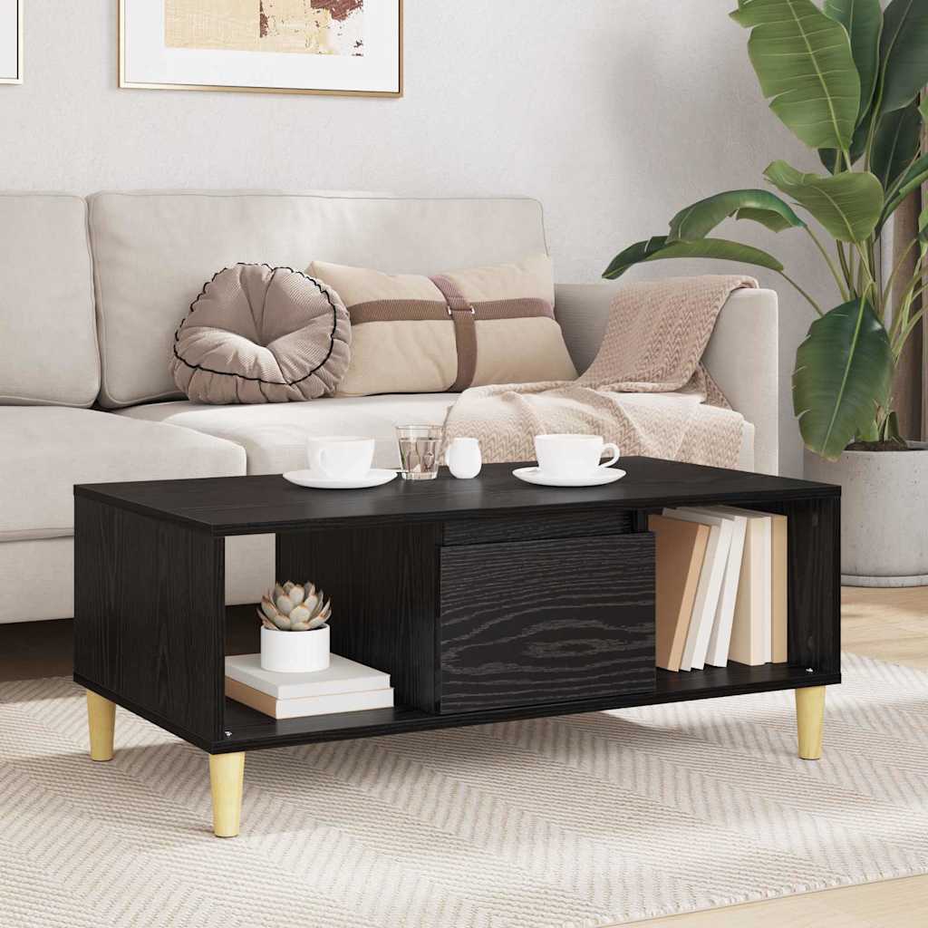 Dohányzóasztal fiókkal Fekete tölgy 90 x 50 x 26.5 cm Faanyag