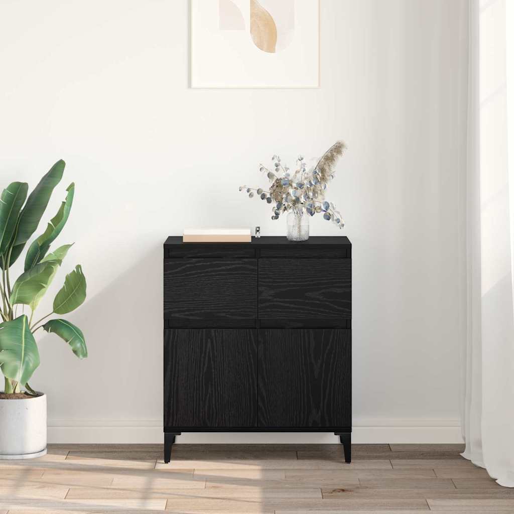 Széf fiókkal Fekete tölgy 60 x 35 x 70 cm Műszaki fa és vas