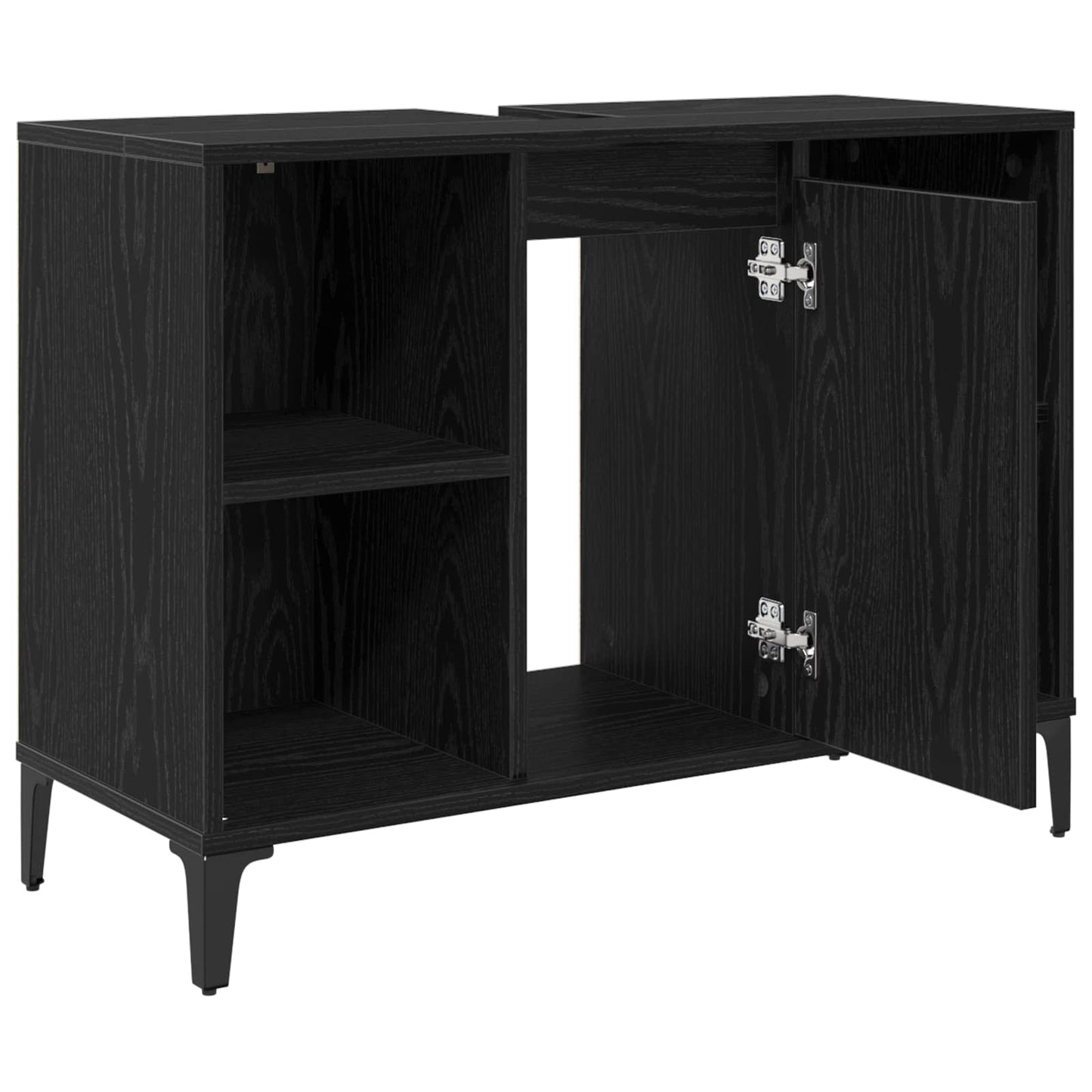Mosdókagyló szekrény polcokkal Fekete tölgy 80 x 33 x 60 cm