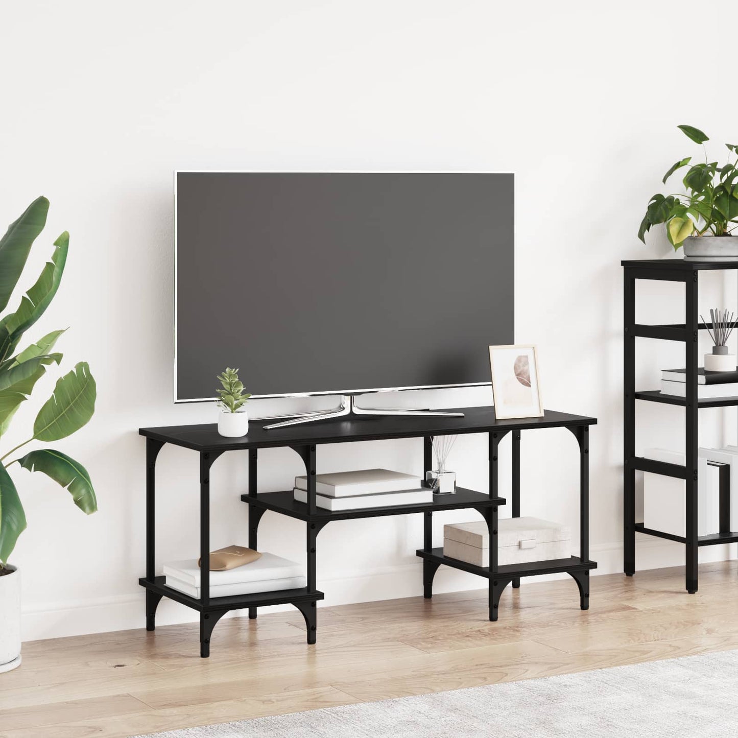 TV szekrény Fekete tölgy 102 x 35 x 45,5 cm Műszaki fa és vas
