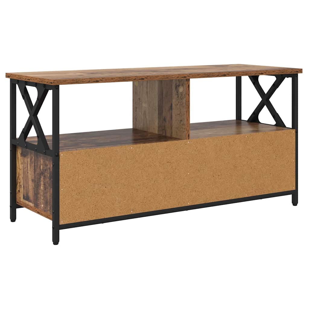 TV szekrény fiókkal Öreg fa 90 x 33 x 45 cm Műszaki fa és acél