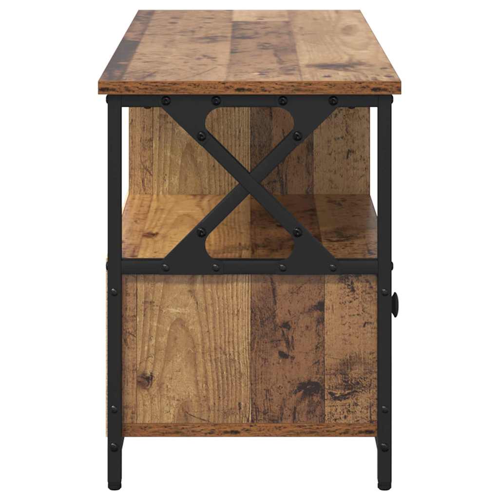 TV szekrény fiókkal Öreg fa 90 x 33 x 45 cm Műszaki fa és acél