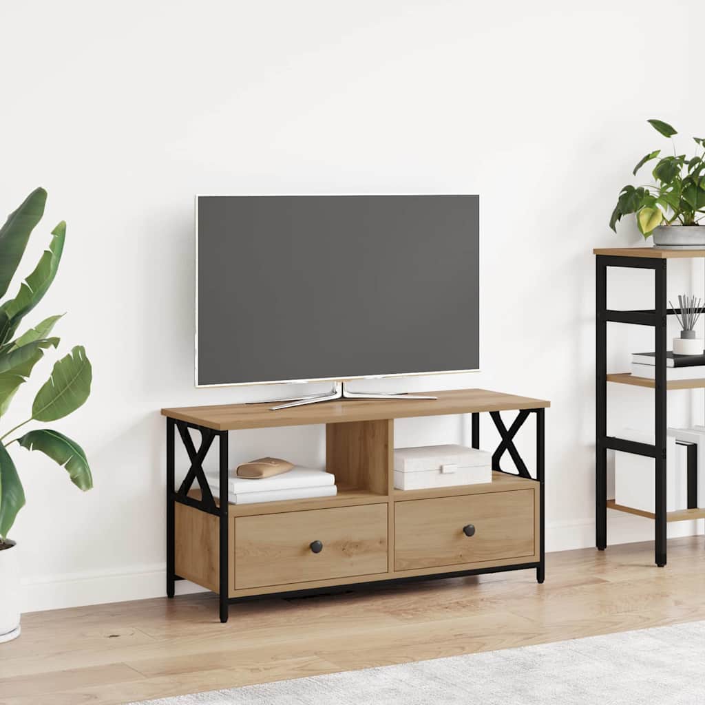 TV szekrény 90 x 33 x 45 cm Artisan tölgy Műszaki fa és acél