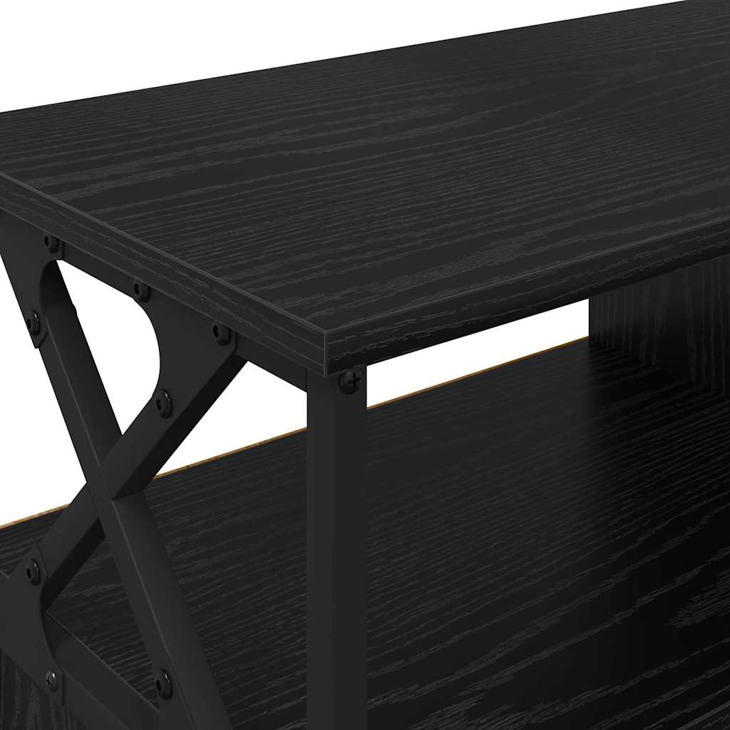 TV szekrény Fekete tölgy 90 x 33 x 45 cm Műszaki fa és acél